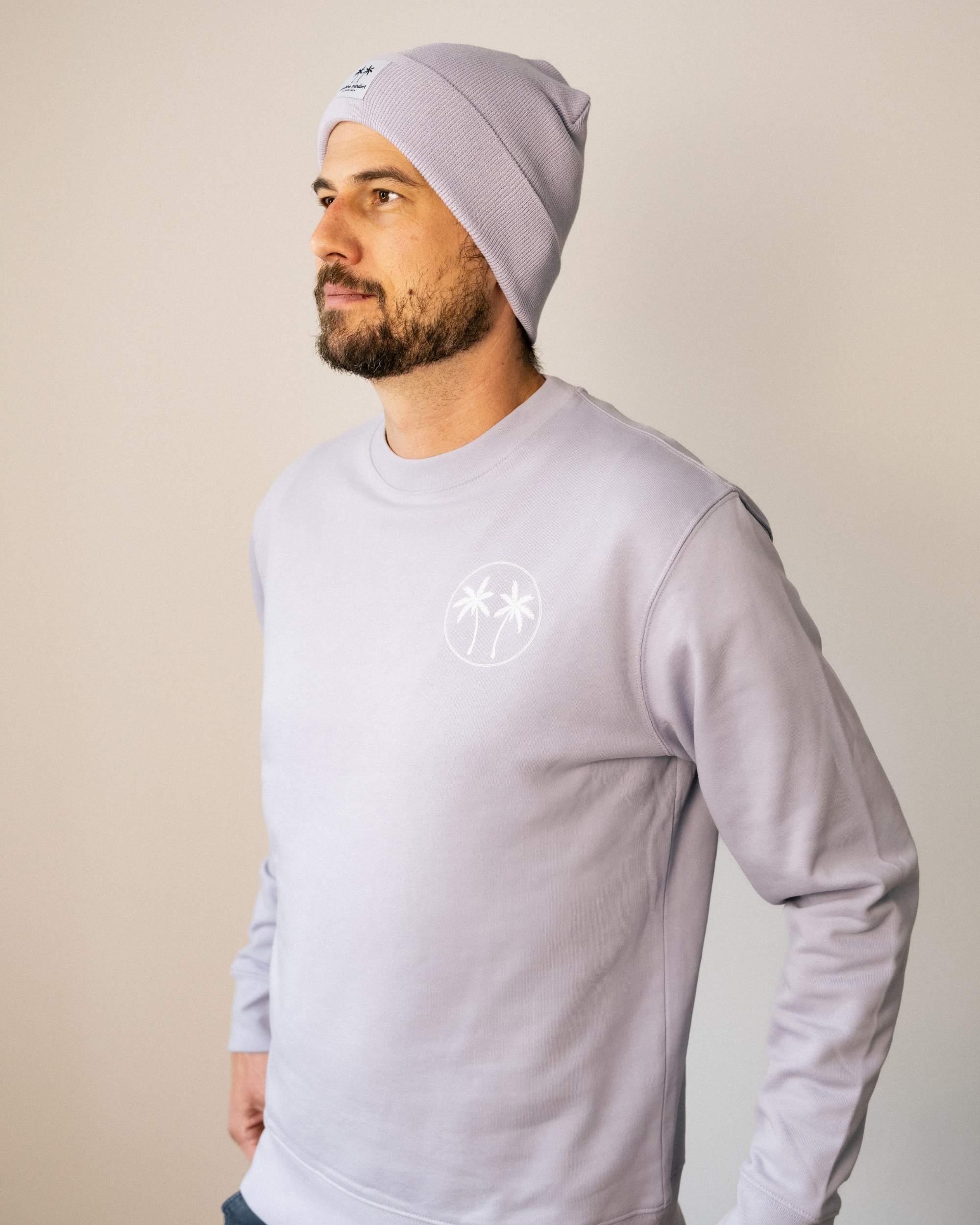 Nachhaltige Beanie aus Bio Baumwolle in Flieder