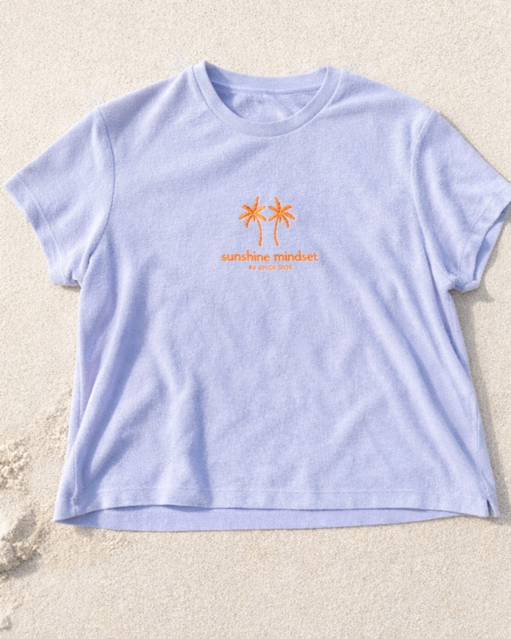 Frottee Set Flieder sunshine mindset am Strand