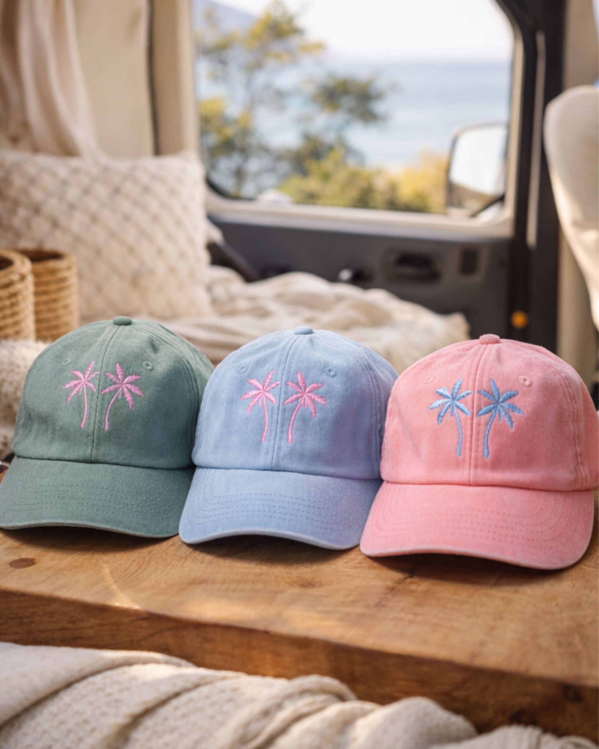 Kinder Vintage-Cap "Pink Palms"