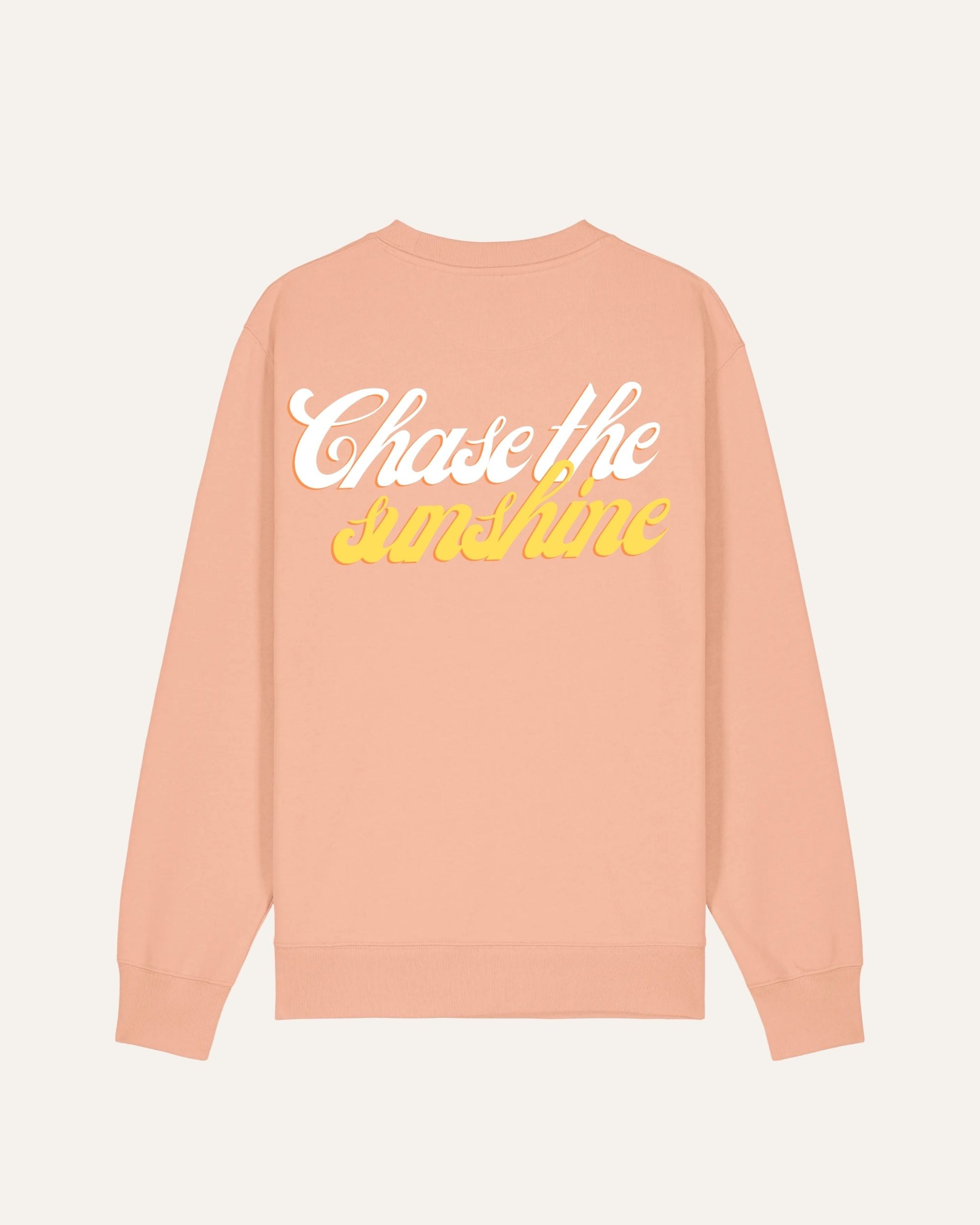Pullover von hinten "chase the sunshine" Schriftzug