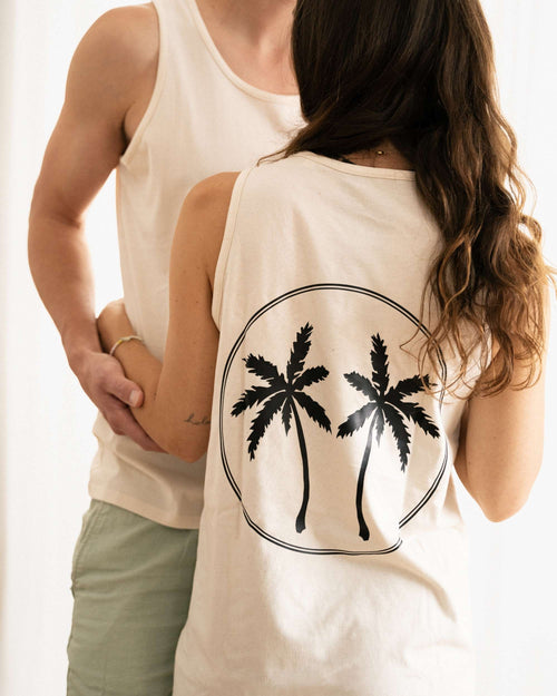 Nachhaltiges Tanktop aus Bio Baumwolle mit Palmenmotiv