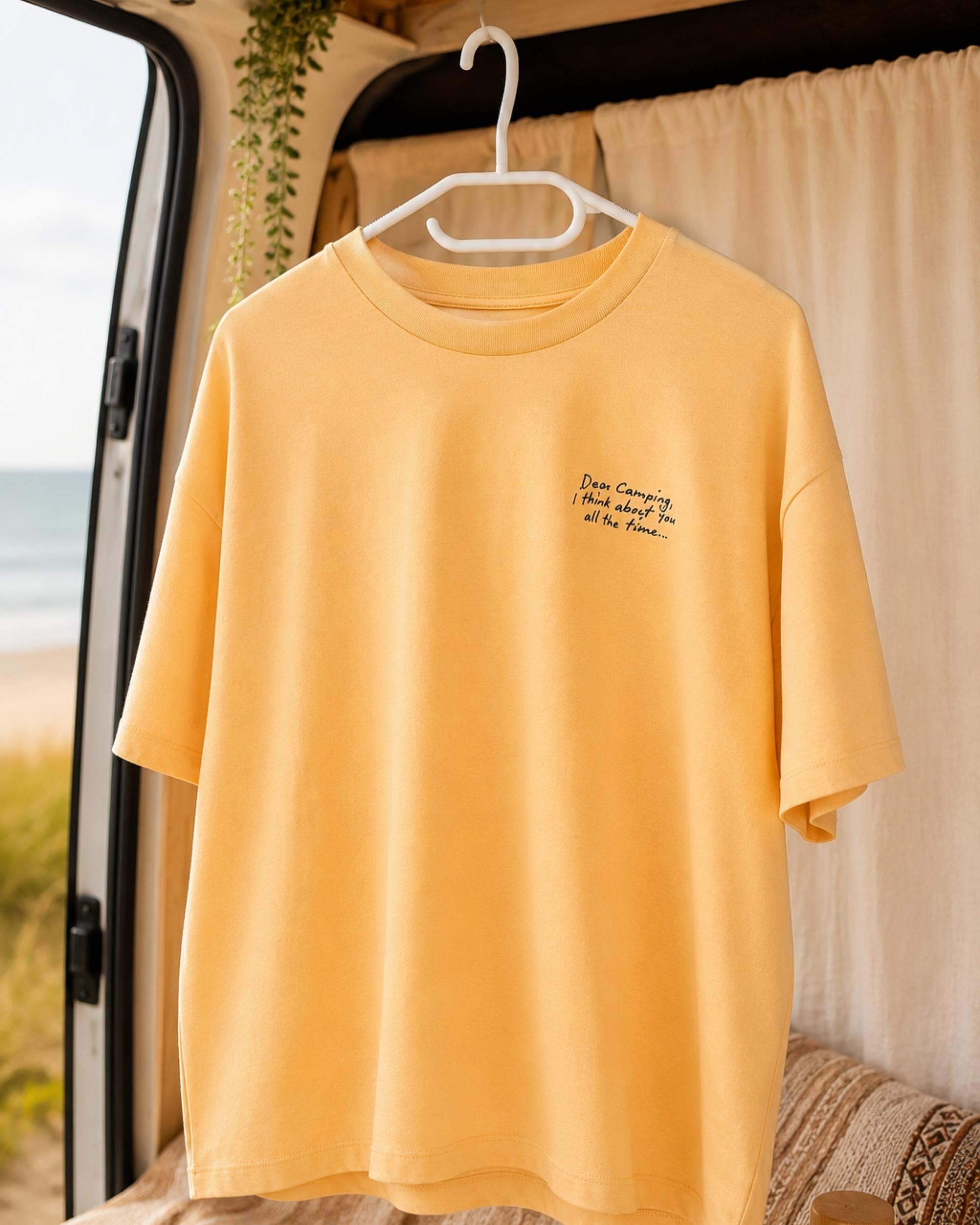 Dear Camping Boxy T-Shirt – Bio Baumwolle Damen Shirt in Sunwashed Apricot