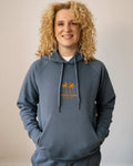 Nachhaltiger Bio Hoodie in Dunkelblau mit sunshine mindset Stick