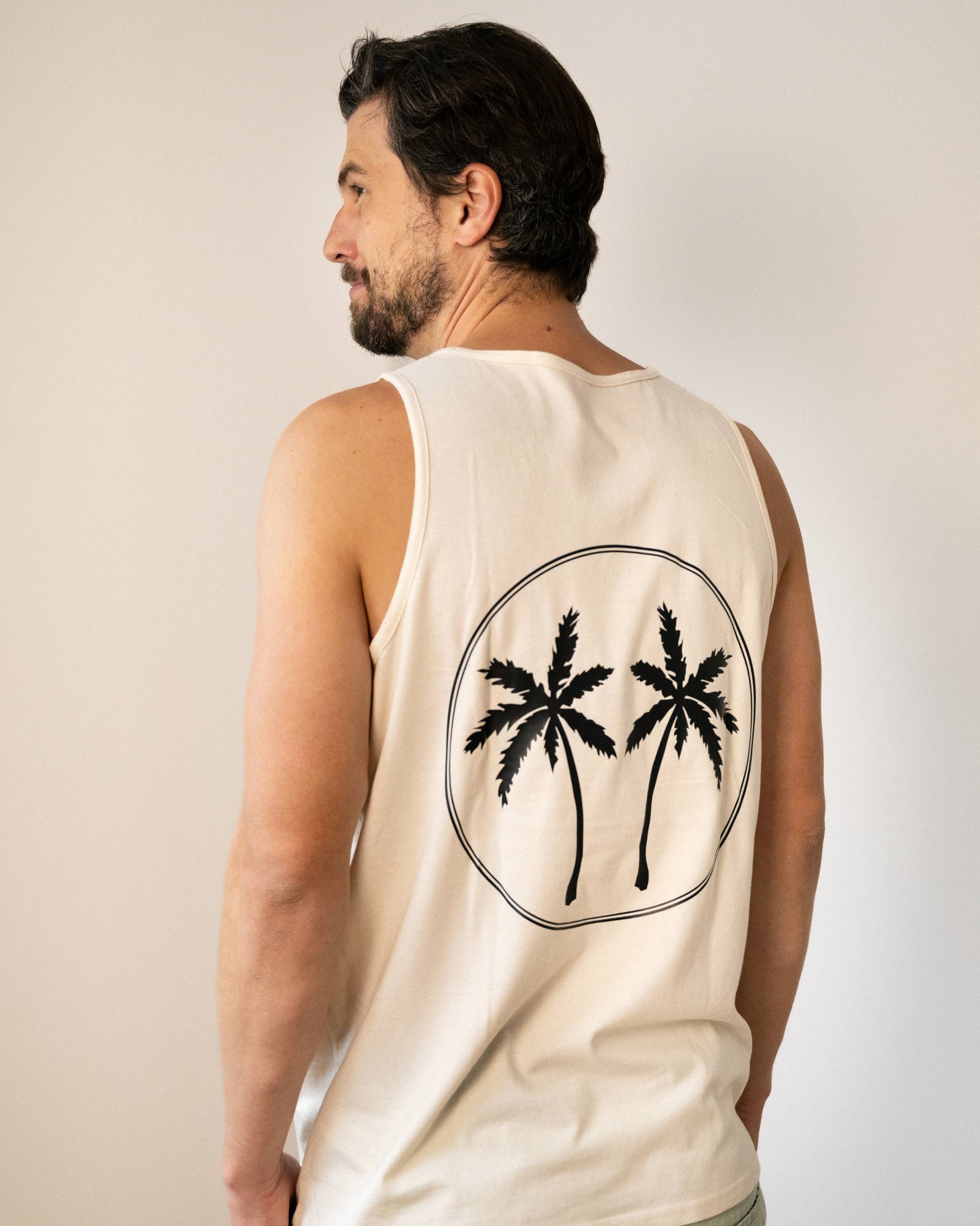 Bio Tanktop sunshine mindset mit Palmenprint Rücken